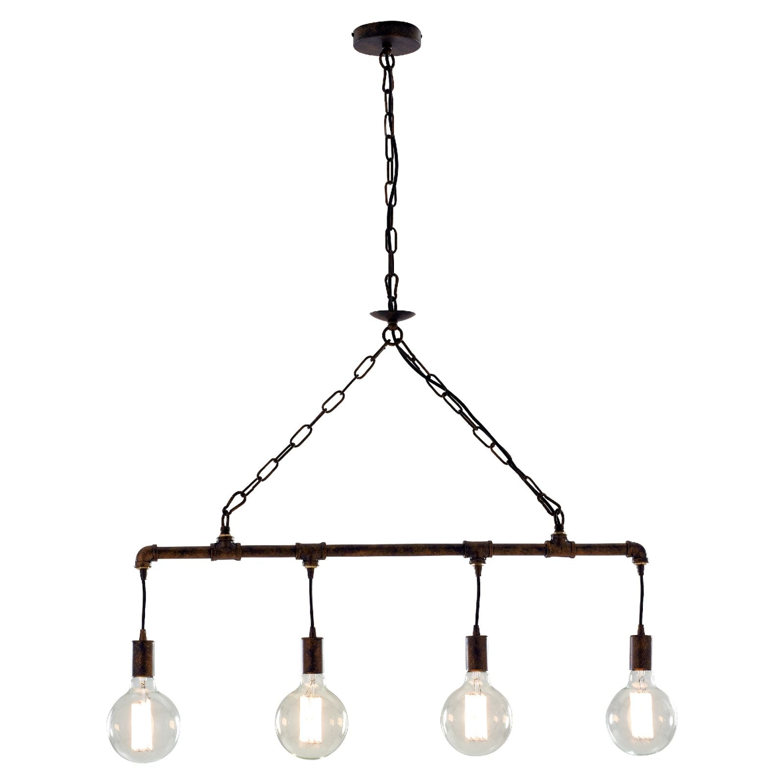 Sospensione 4 luci metallo effetto ruggine stile tubi e rubinetti 4XE27 non incl. AMARCORD Sospensione 4 luci metallo effetto ruggine stile tubi e rubinetti 4XE27 non incl. AMARCORD